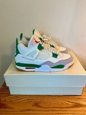 Air Jordan retro 4 sb pine green 9.5 8 Unisex White VTG High Top NEW Box